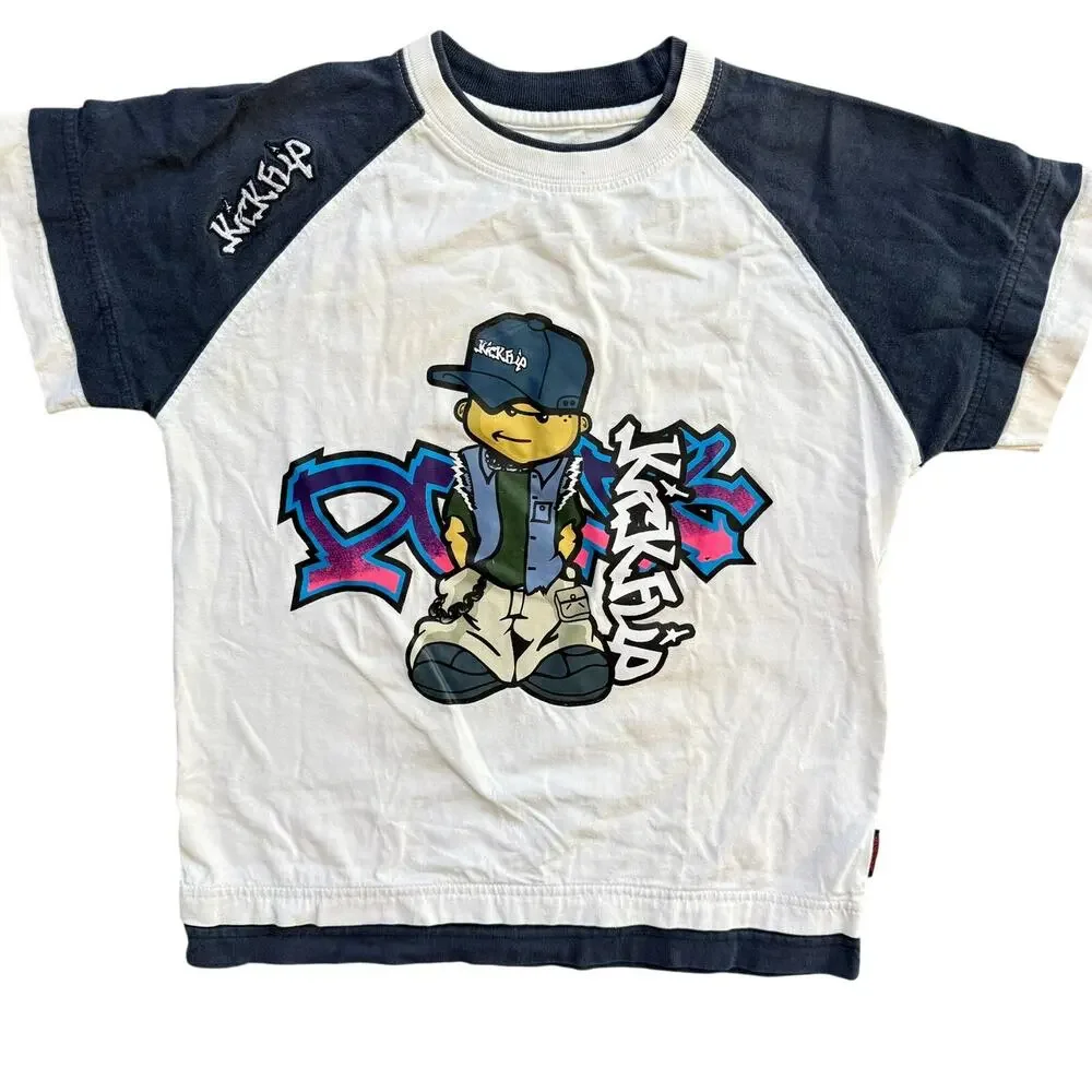 Kick Kid Boys’ Graphic T-Shirt Size‎ 8 - White/Black Streetwear Style